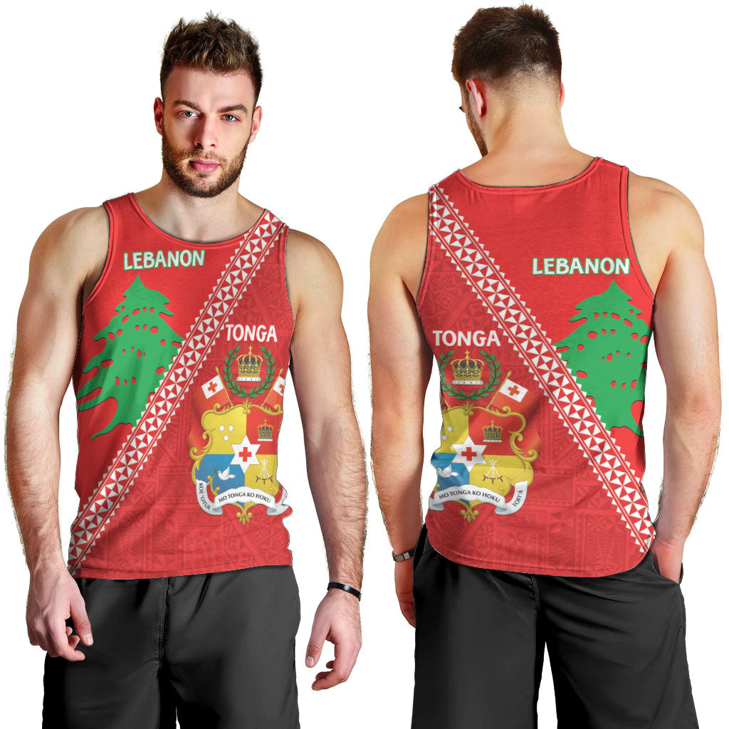 Tonga And Lebanon Men Tank Top 2026 Together Half Style LT14 - Polynesian Pride