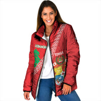 Tonga And Lebanon Padded Jacket 2026 Together Half Style LT14 Women Red - Polynesian Pride