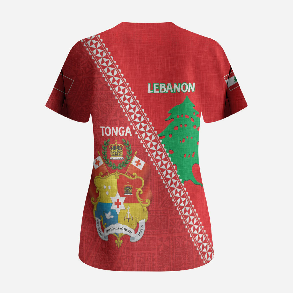 Tonga And Lebanon Scrub Top 2026 Together Half Style LT14 - Polynesian Pride