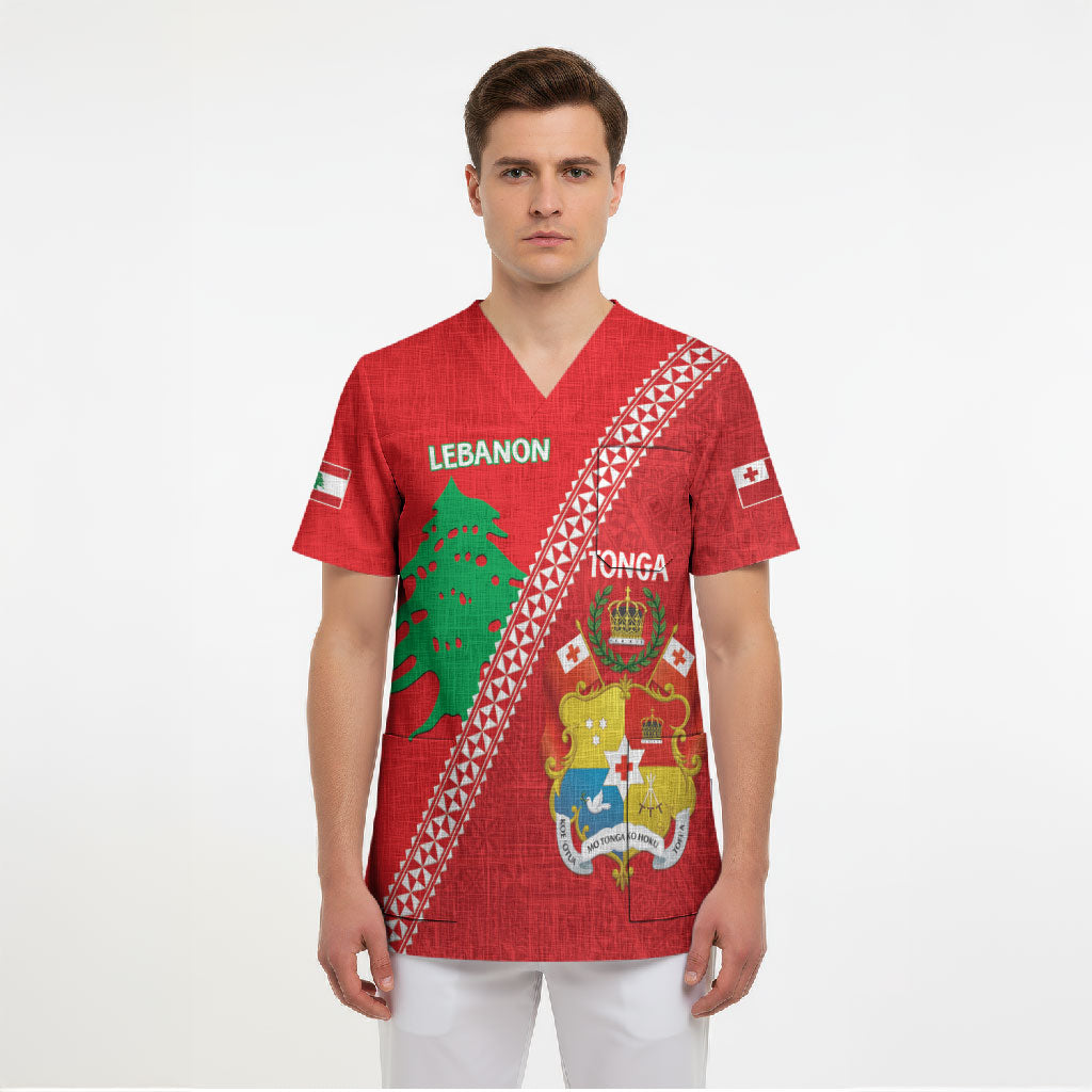 Tonga And Lebanon Scrub Top 2026 Together Half Style LT14 - Polynesian Pride