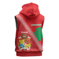 Tonga And Lebanon Sleeveless Hoodie 2026 Together Half Style LT14 - Polynesian Pride