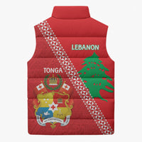 Tonga And Lebanon Sleeveless Puffer Jacket 2026 Together Half Style LT14 - Polynesian Pride