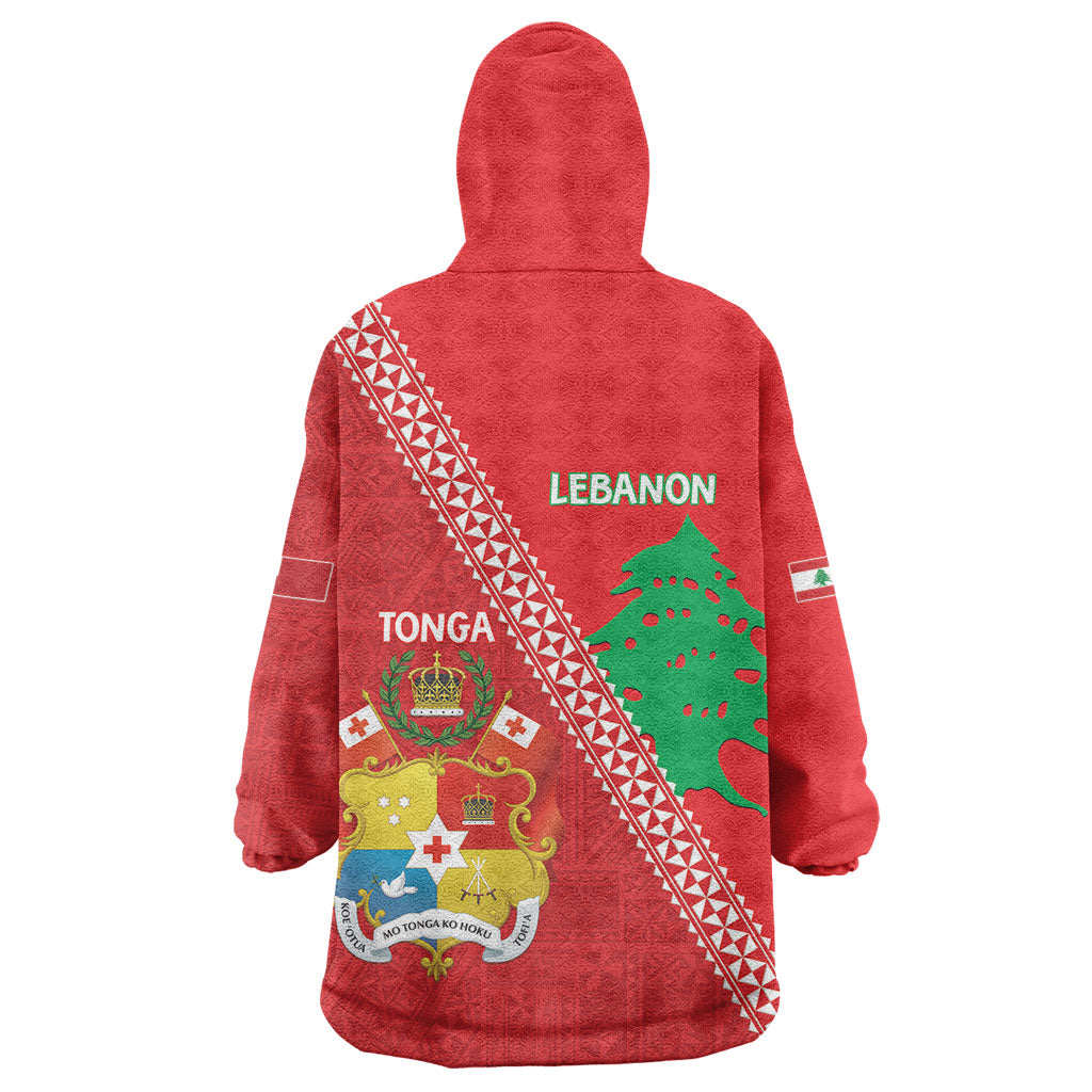 Tonga And Lebanon Wearable Blanket Hoodie 2026 Together Half Style LT14 - Polynesian Pride