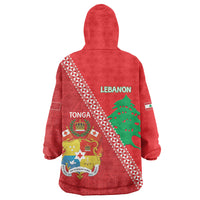 Tonga And Lebanon Wearable Blanket Hoodie 2026 Together Half Style LT14 - Polynesian Pride