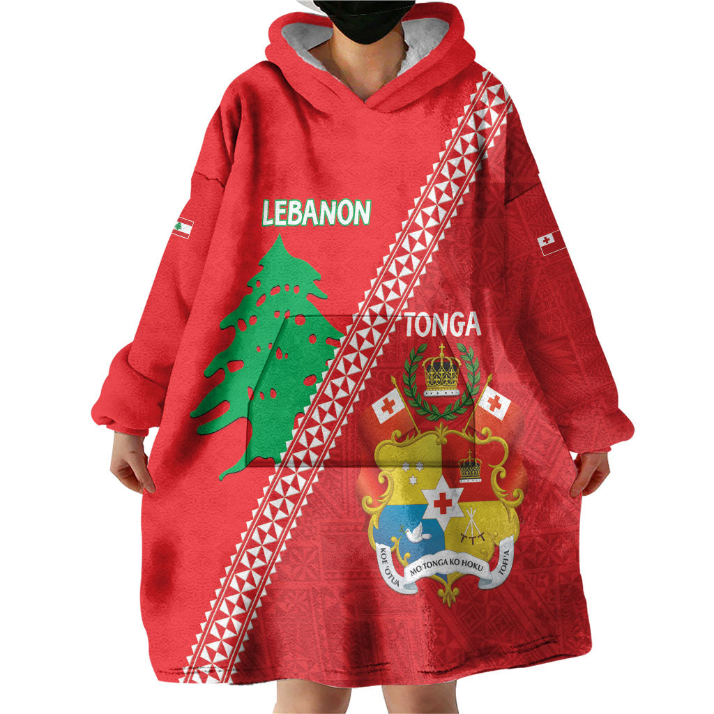 Tonga And Lebanon Wearable Blanket Hoodie 2026 Together Half Style LT14 - Polynesian Pride