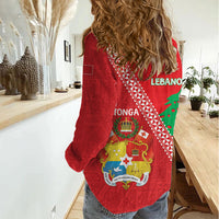 Tonga And Lebanon Women Casual Shirt 2026 Together Half Style LT14 - Polynesian Pride