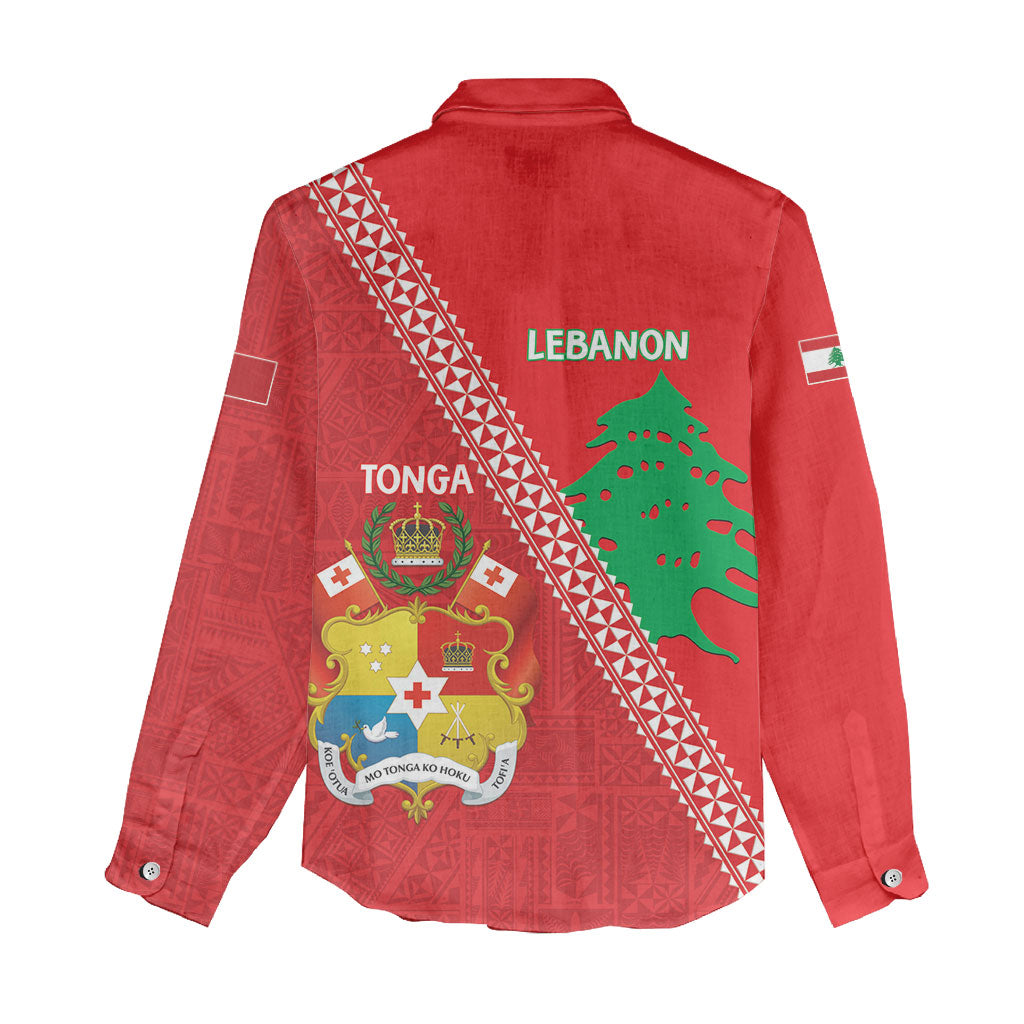 Tonga And Lebanon Women Casual Shirt 2026 Together Half Style LT14 - Polynesian Pride