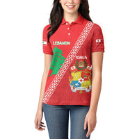 Tonga And Lebanon Women Polo Shirt 2026 Together Half Style LT14 - Polynesian Pride