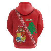 Tonga And Lebanon Zip Hoodie 2026 Together Half Style LT14 - Polynesian Pride