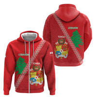 Tonga And Lebanon Zip Hoodie 2026 Together Half Style LT14 - Polynesian Pride