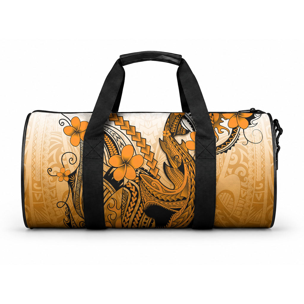 Hawaii Duffle Bag Polynesian Shark Tattoo With Plumeria Orange Gradient LT14 One size Orange - Polynesian Pride