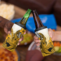 Hawaii 4 in 1 Can Cooler Tumbler Polynesian Shark Tattoo With Plumeria Gold Gradient