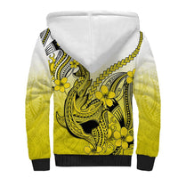 Hawaii Sherpa Hoodie Polynesian Shark Tattoo With Plumeria Yellow Gradient LT14 - Polynesian Pride