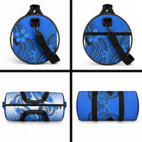 Hawaii Duffle Bag Polynesian Shark Tattoo With Plumeria Blue Gradient LT14 - Polynesian Pride