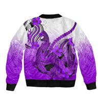 Hawaii Bomber Jacket Polynesian Shark Tattoo With Plumeria Purple Gradient LT14 - Polynesian Pride