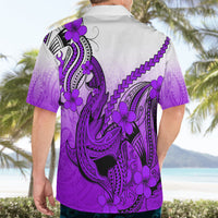 Hawaii Hawaiian Shirt Polynesian Shark Tattoo With Plumeria Purple Gradient LT14 - Polynesian Pride