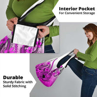 Pink Gradient Hawaii Grocery Bag Polynesian Shark Tattoo With Plumeria