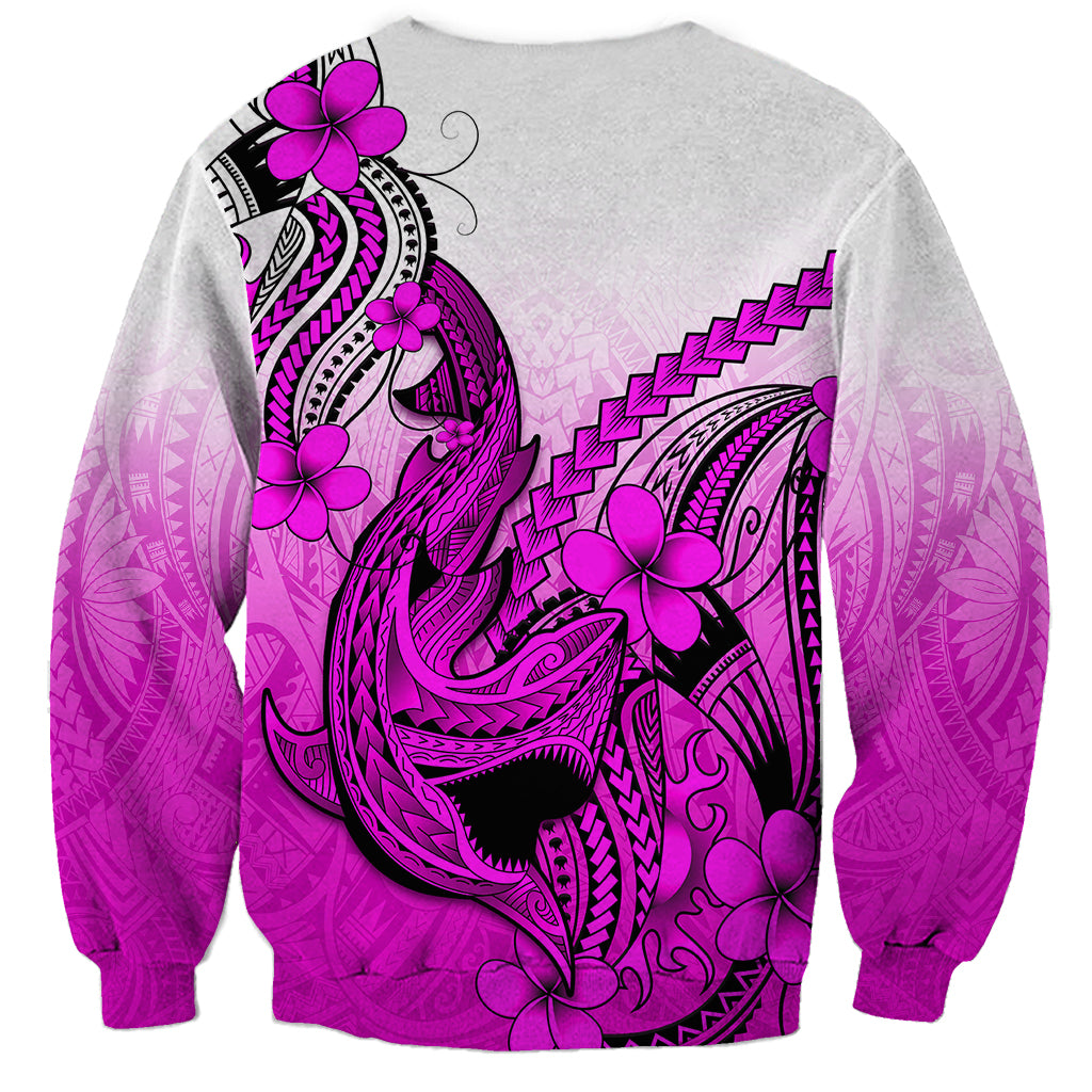 Hawaii Sweatshirt Polynesian Shark Tattoo With Plumeria Pink Gradient LT14 - Polynesian Pride
