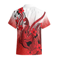 Hawaii Hawaiian Shirt Polynesian Shark Tattoo With Plumeria Red Gradient LT14 - Polynesian Pride