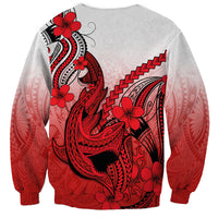 Hawaii Sweatshirt Polynesian Shark Tattoo With Plumeria Red Gradient LT14 - Polynesian Pride
