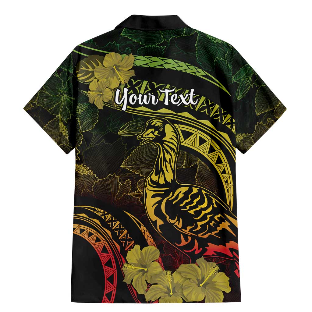 Personalised Hawaii Nene Goose Family Matching Mermaid Dress and Hawaiian Shirt Hawaiian Map Hibiscus Polynesian Art - Reggae Gradient