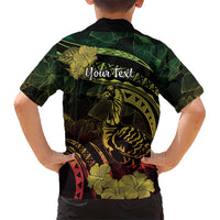 Personalised Hawaii Nene Goose Kid Hawaiian Shirt Hawaiian Map Hibiscus Polynesian Art - Reggae Gradient