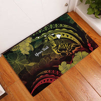Personalised Hawaii Nene Goose Rubber Doormat Hawaiian Map Hibiscus Polynesian Art - Reggae Gradient