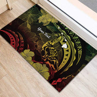 Personalised Hawaii Nene Goose Rubber Doormat Hawaiian Map Hibiscus Polynesian Art - Reggae Gradient