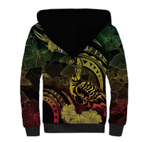 Personalised Hawaii Nene Goose Sherpa Hoodie Hawaiian Map Hibiscus Polynesian Art - Reggae Gradient