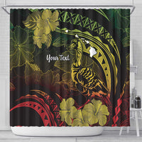 Personalised Hawaii Nene Goose Shower Curtain Hawaiian Map Hibiscus Polynesian Art - Reggae Gradient