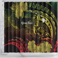 Personalised Hawaii Nene Goose Shower Curtain Hawaiian Map Hibiscus Polynesian Art - Reggae Gradient