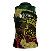 Personalised Hawaii Nene Goose Women Sleeveless Polo Shirt Hawaiian Map Hibiscus Polynesian Art - Reggae Gradient