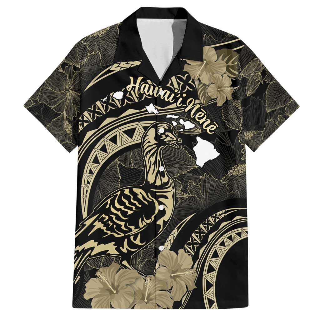 Personalised Hawaii Nene Goose Family Matching Off Shoulder Maxi Dress and Hawaiian Shirt Hawaiian Map Hibiscus Polynesian Art - Beige