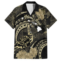 Personalised Hawaii Nene Goose Family Matching Summer Maxi Dress and Hawaiian Shirt Hawaiian Map Hibiscus Polynesian Art - Beige