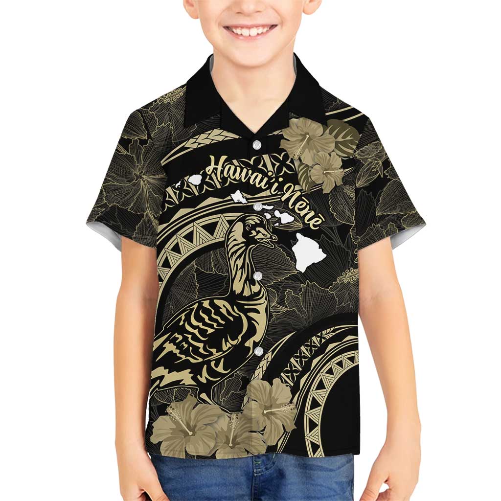 Personalised Hawaii Nene Goose Family Matching Tank Maxi Dress and Hawaiian Shirt Hawaiian Map Hibiscus Polynesian Art - Beige