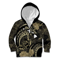 Personalised Hawaii Nene Goose Kid Hoodie Hawaiian Map Hibiscus Polynesian Art - Beige