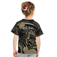 Personalised Hawaii Nene Goose Kid T Shirt Hawaiian Map Hibiscus Polynesian Art - Beige