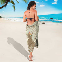 Personalised Hawaii Monk Seal Sarong Polynesian Tattoo With Tropical Flowers - Beige Pastel
