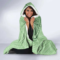 Personalised Hawaii Monk Seal Hooded Blanket Polynesian Tattoo With Tropical Flowers - Green Pastel LT14 - Polynesian Pride