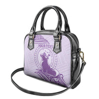 Personalised Hawaii Monk Seal Shoulder Handbag Polynesian Tattoo With Tropical Flowers - Purple Pastel