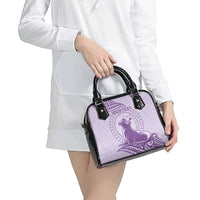 Personalised Hawaii Monk Seal Shoulder Handbag Polynesian Tattoo With Tropical Flowers - Purple Pastel