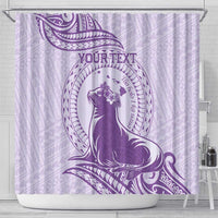 Personalised Hawaii Monk Seal Shower Curtain Polynesian Tattoo With Tropical Flowers - Purple Pastel LT14 - Polynesian Pride