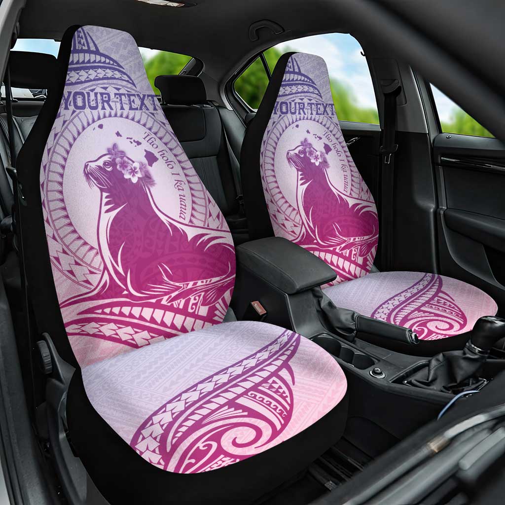 Personalised Hawaii Monk Seal Car Seat Cover Polynesian Tattoo With Tropical Flowers - Purple Gradient LT14 One Size Purple - Polynesian Pride