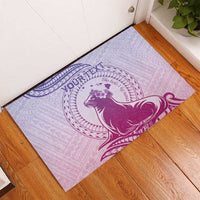 Personalised Hawaii Monk Seal Rubber Doormat Polynesian Tattoo With Tropical Flowers - Purple Gradient LT14 - Polynesian Pride