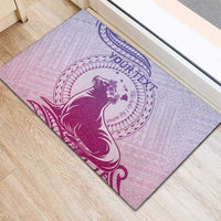 Personalised Hawaii Monk Seal Rubber Doormat Polynesian Tattoo With Tropical Flowers - Purple Gradient LT14 - Polynesian Pride