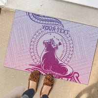 Personalised Hawaii Monk Seal Rubber Doormat Polynesian Tattoo With Tropical Flowers - Purple Gradient LT14 - Polynesian Pride