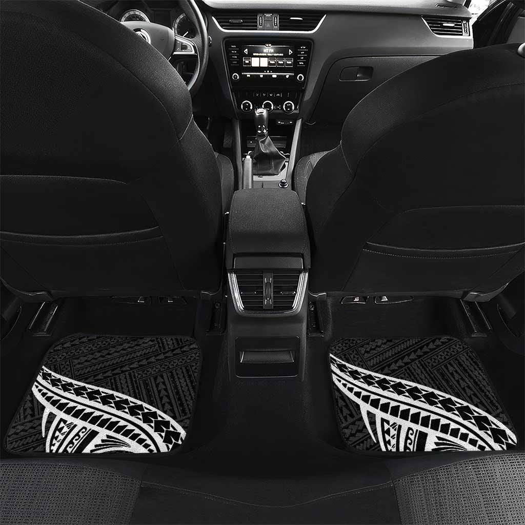 Personalised Hawaii Monk Seal Car Mats Polynesian Tattoo With Tropical Flowers - Black