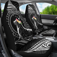 Personalised Hawaii Monk Seal Car Seat Cover Polynesian Tattoo With Tropical Flowers - Black LT14 - Polynesian Pride