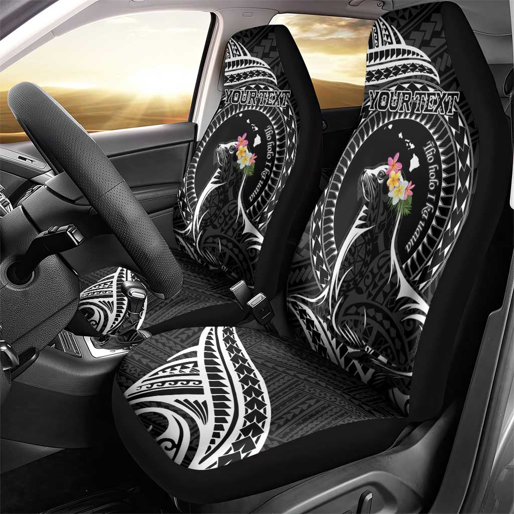 Personalised Hawaii Monk Seal Car Seat Cover Polynesian Tattoo With Tropical Flowers - Black LT14 - Polynesian Pride
