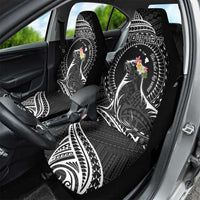 Personalised Hawaii Monk Seal Car Seat Cover Polynesian Tattoo With Tropical Flowers - Black LT14 - Polynesian Pride